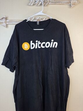 Mens 3XL Bitcoin Logo Black Short Sleeve Tee